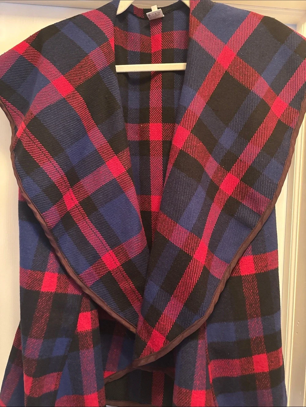 Gently used, Plaid Shawl Collar Vest - Red, Blue & Black ❤️💙🖤